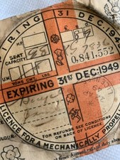 Vintage 1949 licence for sale  FERRYHILL