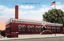 WARSAW INDIANA MILITARY ARMORY POSTCARD 1940s na sprzedaż  Wysyłka do Poland
