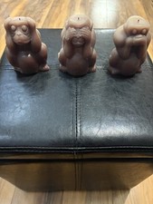 Conjunto vintage de 3 velas decorativas em forma de macaco ouvir falar não ver mal comprar usado  Enviando para Brazil
