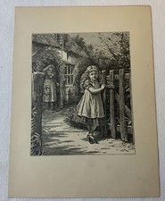 Gravura de livro de 1880 ~ MENINA ABRINDO A CERCA comprar usado  Enviando para Brazil