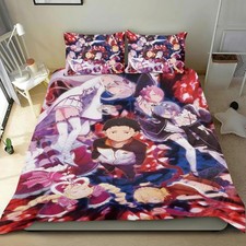 Capa de edredom com 2 fronhas para conjunto de cama Re ZERO crianças meninas e meninos, usado comprar usado  Enviando para Brazil