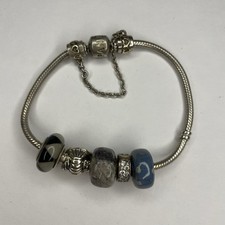 Pulseira Berloque Vintage 925 Prata Esterlina Pandora Pedras 32,8g 7 1/2” comprar usado  Enviando para Brazil