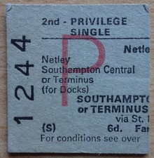 Railway ticket netley for sale  MARKET DRAYTON