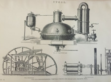 Impressão antiga de engenharia de açúcar – Panela a vácuo e triturador de cana c1877 gravura comprar usado  Enviando para Brazil