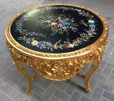 Mesa - Centro de jantar italiano rococó barroco folha de ouro com tampo floral pintado à mão, usado comprar usado  Enviando para Brazil