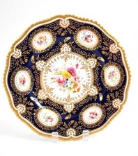 Royal Worcester Gabinete Placa 1903 Cobalto Suelo Pintada a Mano Flores Dorada comprar usado  Enviando para Brazil
