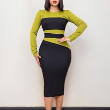 Vestido lápis elegante feminino cor sólida acabamento Bodycon vestido midi negócios casual, usado comprar usado  Enviando para Brazil