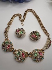 Conjunto de brincos e colar em tom dourado vintage assinado Kramer multicolor  comprar usado  Enviando para Brazil