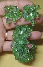 Antigo Conjunto de Brincos Laguna Verde AB Cristal Cha Flex Pulseira e Contas em Cascata comprar usado  Enviando para Brazil