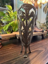 Suporte para vaso de metal estilo Art Nouveau vintage - Design floral intrincado, 9” de altura comprar usado  Enviando para Brazil