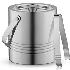 Usado, Balde de gelo de parede dupla de metal Joyjolt com tampa, pinça de gelo e filtro. Insula 3L..186 comprar usado  Enviando para Brazil