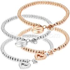 Berloque feminino de aço inoxidável redondo com miçangas corrente pulseira pendente coração comprar usado  Enviando para Brazil
