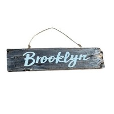 Placa suspensa feita à mão madeira de celeiro recuperada "Brooklyn" decoração de parede para casa comprar usado  Enviando para Brazil