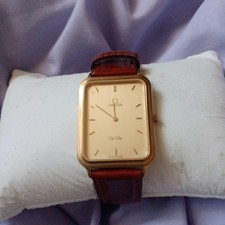 Relógio masculino de quartzo OMEGA De Ville estojo retangular pulseira de couro marrom comprar usado  Enviando para Brazil