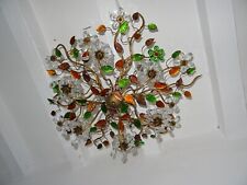 ~ Candelabro Maison Baguès flores de cristal cores folhas montagem embutida C 1940 ~ comprar usado  Enviando para Brazil