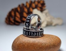 Anel masculino Viking giratório runa ansiedade muitos tamanhos disponíveis aço inoxidável, usado comprar usado  Enviando para Brazil