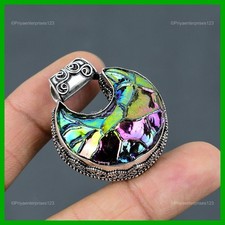 Pingente de titânio natural druso lua crescente moldura vintage prata 925, usado comprar usado  Enviando para Brazil