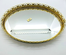 Bandeja de perfume vintage oval espelho vaidade filigrana de metal dourado Hollywood Regency comprar usado  Enviando para Brazil