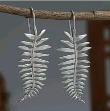 Usado, Brincos vintage folha de prata 1,8" pendente retrô boho joia presente para mulheres natureza comprar usado  Enviando para Brazil