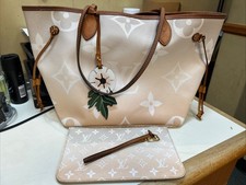 Louis Vuitton Monogram Neverfull MM By The Pool Brume Brzoskwiniowa skórzana torba na ramię na sprzedaż  Wysyłka do Poland