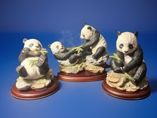 Usado, Precious Panda Collection 3 Peças com Bases de Madeira Vintage Porcelana Maruri Estado Perfeito comprar usado  Enviando para Brazil