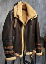 Casaco masculino B3 RAF bombardeiro marrom aviador pele voadora shearling couro real comprar usado  Enviando para Brazil