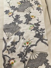 @@ Tela de seda kimono japonés vintage / tejido liso, base blanca, cítricos AP89 segunda mano  Embacar hacia Mexico