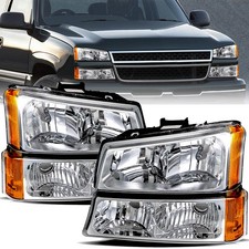 Conjunto de faróis cromados para 2003-2006 Chevy Silverado Avalanche conjunto de faróis comprar usado  Enviando para Brazil