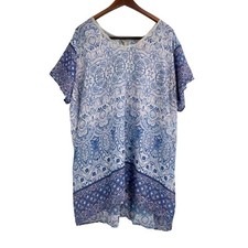 Túnica Johnny Was azul estampada cupra rayon boho costeira feminina plus size 2X comprar usado  Enviando para Brazil