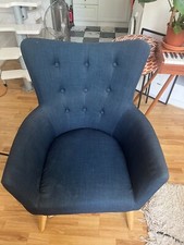 Linen wingback armchair for sale  LONDON
