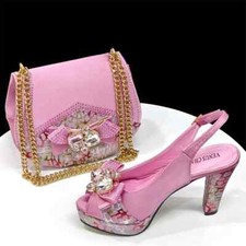 Conjunto de sapatos e bolsas femininas de festa salto bolsa de mão de strass design italiano casamento 2025 comprar usado  Enviando para Brazil