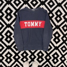 Tommy Hilfiger Unisex Granatowy Czerwony Biały Bawełna Okrągły dekolt Rozmiar S Spellout Logo Y na sprzedaż  PL