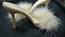 NOVO Sapato Victoria's Secret Creme Cetim Marabou Boudoir 4" Salto Tam 7 M Antigo Raro, usado comprar usado  Enviando para Brazil