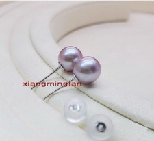 Brincos de pérola 18K Top REDONDOS roxo rosa natural real 10-11MM MAR DO SUL, usado comprar usado  Enviando para Brazil