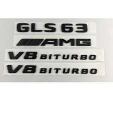 Conjunto de emblema de porta-malas traseiro Mercedes-Benz GLS63 AMG V8 BITURBO preto brilhante comprar usado  Enviando para Brazil