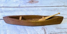 Barco de canoa de madeira esculpido à mão 12” com remo arte popular rústica decoração de cabine comprar usado  Enviando para Brazil