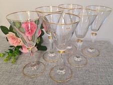 Conjunto de 6 taças de vinho vintage meados do século, aros dourados, estrela do meio, pé redondo comprar usado  Enviando para Brazil
