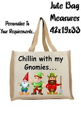 Lona Bolsa / Bolsa de Yute, Novedad Shopper Hombro, (Chillin With My Gnomos) comprar usado  Enviando para Brazil