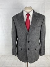 Blazer masculino de lã texturizada cinza escuro Savile Row outono/inverno 40S $695 comprar usado  Enviando para Brazil