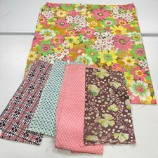 lote de tecido vintage 5 sacos de alimentação algodão listras florais xadrez rosa marrom cm retrô comprar usado  Enviando para Brazil