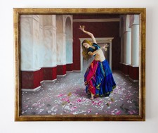 Pintura a óleo emoldurada original dançarina do ventre dançarina feminina arte exótica comprar usado  Enviando para Brazil
