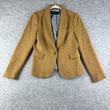 Blazer Zara Feminino M Mostarda Marrom Shetland Lã Cotovelo Patch Preppy Academia* comprar usado  Enviando para Brazil