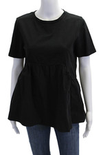 Camiseta Zara Feminina Manga Curta Oversized Babado Gola Redonda Preta Tamanho Médio comprar usado  Enviando para Brazil