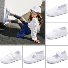 Sapatos baixos infantis de lona sapatos de caminhada meninos meninas brancos sapatos de dança comprar usado  Enviando para Brazil