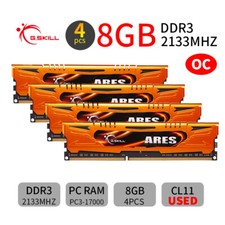 Memória de desktop G.Skill 32GB 4x 8GB DDR3 OC 2133MHz PC3-17000U F3-2133C11Q-32GAO comprar usado  Enviando para Brazil
