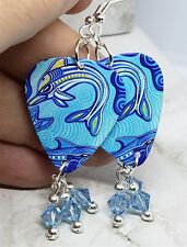 Brincos estilo aborígene arte golfinho palheta guitarra com cristais Aqua Swarovski comprar usado  Enviando para Brazil