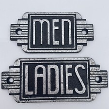 Placas de banheiro art déco masculinas femininas ferro fundido bar restaurante conjunto comprar usado  Enviando para Brazil