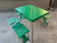 Usado, Conjunto de Banquetas/Mala de Mesa de Acampamento VERDE Vintage Portátil Dobrável Piquenique comprar usado  Enviando para Brazil