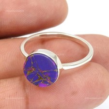Viola Rame Gemma Pietra Turchese Handmade Dicembre Fedina 925 Massiccio Argento comprar usado  Enviando para Brazil