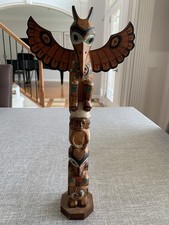 Totem RAVENS SURPRESA madeira de cedro esculpida assinado RAY MOORE Alasca 14,5" comprar usado  Enviando para Brazil
